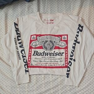 Budweiser Red and Black Logo Crop Top- Fits Like Extra Small